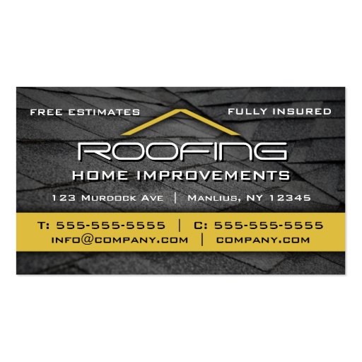Roofing Professional Business Card Yellow (front side)