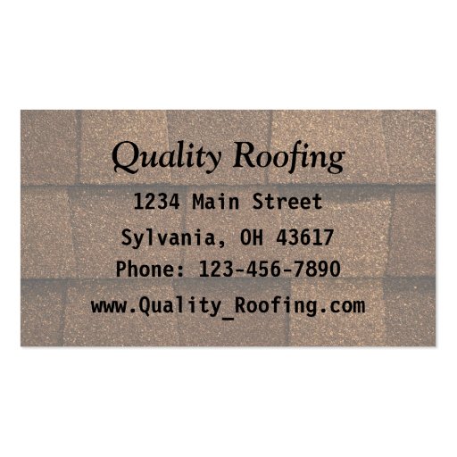 Roofing Shingle Business Card (back side)