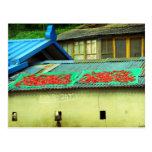 Rooftop on fire post card