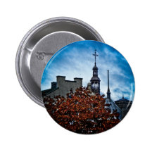 Rooftops in Old Quebec Pinback Buttons