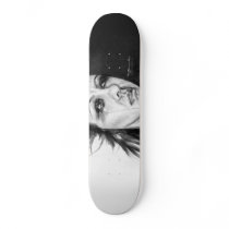 artsprojekt, skate, skateboard, board, deck, custom board, sports, extreme sports, black and white, sketchbook project, crying, tears, sad, black and white art, portrait of woman, artistic portrait, nichole, camarillo, nichole camarillo, nicholecamarillo.com, art, artist, fine art, mexican art, mexican, mexico, paint, painting, illustration, design, woman, female, skateboarding, fine art, Syfy, taproom, science fiction, sleeping room, miniseries, ginmill, Skateboard with custom graphic design