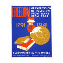 Roosevelt Freedom For All 1941 WPA posters