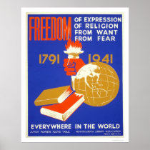 Roosevelt Freedom For All 1941 WPA Poster