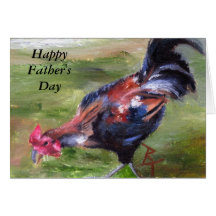 Rooster aceo Father's Day Card