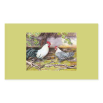 Rooster and Hen Rectangle Sticker