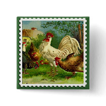Rooster and hens button by monkley_designs Rooster and hens button