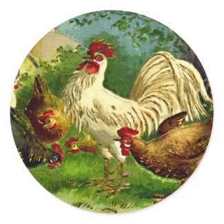 Rooster and hens stickers sticker