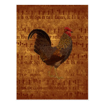 Rooster and Music Postcard