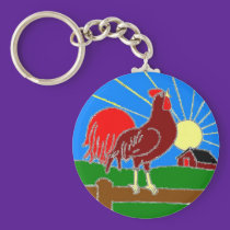 Rooster and Sun keychains
