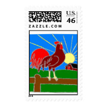 rooster and sun postage stamp by Jeanniec rooster and sun postage stamp