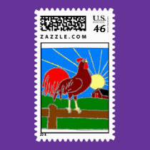 rooster and sun postage stamp stamps