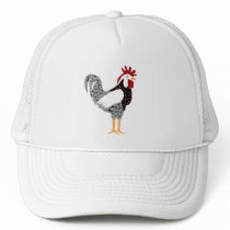 Rooster art: Wyandotte black lacy chicken gifts hats