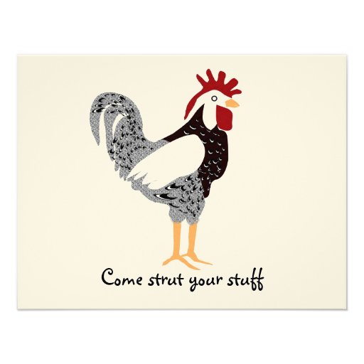 Rooster art: Wyandotte black lacy chicken gifts Personalized Announcements