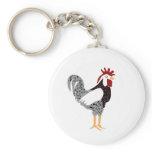 Rooster art: Wyandotte black lacy chicken gifts Key Chains