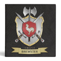 Rooster Battle Crest Black 3 Ring Binders