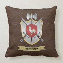 Rooster Battle Crest Brown Throw Pillow