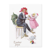 Rooster & Chick Vintage Easter Postcard
