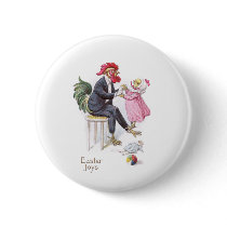 Rooster & Chick Vintage Easter Postcard Pinback Button