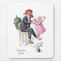 Rooster & Chick Vintage Easter Postcard Mousepad