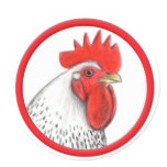 Rooster Circle Round Sticker