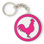 Rooster Cock Hen Chicken Silhouette Male Farm Egg Key Chain
