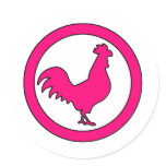 Rooster Cock Hen Chicken Silhouette Male Farm Egg Round Sticker