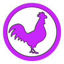 Rooster Cock Hen Chicken Silhouette Male Farm Egg Round Sticker