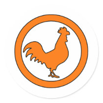 Rooster Cock Hen Chicken Silhouette Male Farm Egg Round Sticker