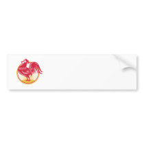 Rooster Cockerel Crowing Retro Bumper Sticker