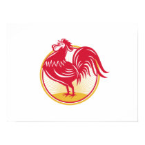 Rooster Cockerel Crowing Retro Print