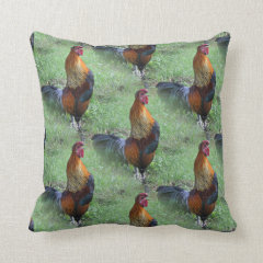 Rooster Crowing Nature Pattern Pillow