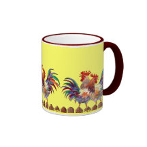 ROOSTER FENCE by SHARON SHARPE Coffee Mugs