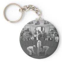 Rooster Fight in Puerto Rico, 1930s Key Chain