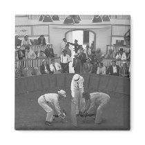 Rooster Fight in Puerto Rico, 1930s Fridge Magnets