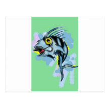 rooster fish postcard