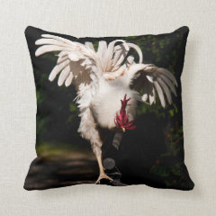 Rooster flapping wings throw pillow