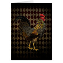 Rooster on harlequin greeting cards