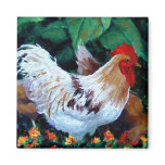 ROOSTER PAINTING FRIDGE MAGNET