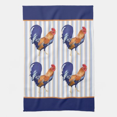 Rooster pattern stripes Kitchen Towel