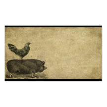 Rooster & Pig Stack-2-  Prim Biz Cards Business Card