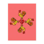 Rooster Pinwheel Postcard
