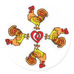 Rooster Pinwheel Round Sticker