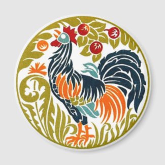 Rooster Round Magnet