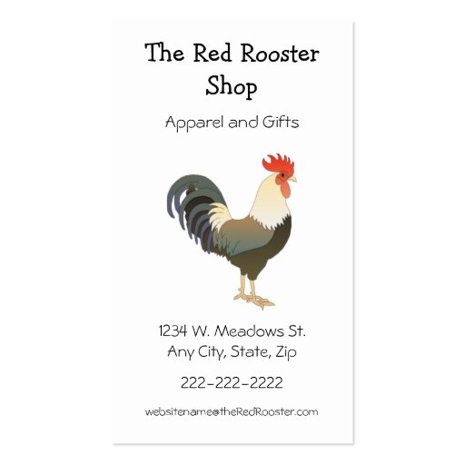 Rooster Simple Animal Country Theme Custom Business Card Templates