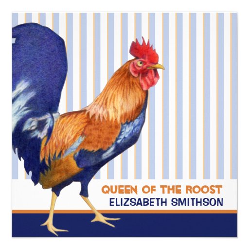 Rooster stripes Birthday Party Invitation
