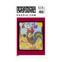 Rooster Strut Postage Stamp