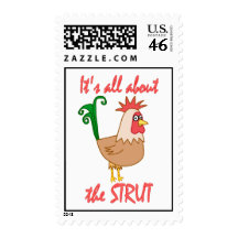 Rooster Struts Postage Stamps