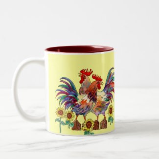 ROOSTER SUNFLOWER CUP by SHARON SHARPE mug