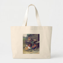 Rooster Turnip Basket Hens Canvas Bag