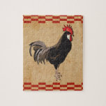 Rooster With A Red Checkered Border Puzzle